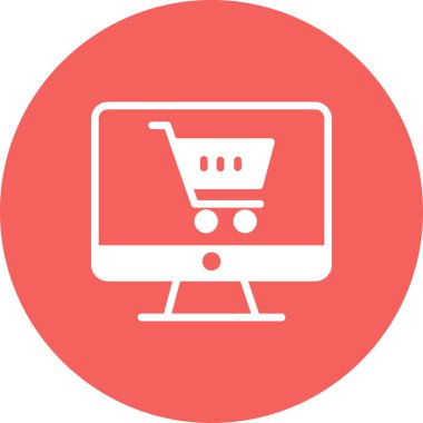 Online Alışveriş vektör glif simgesi.