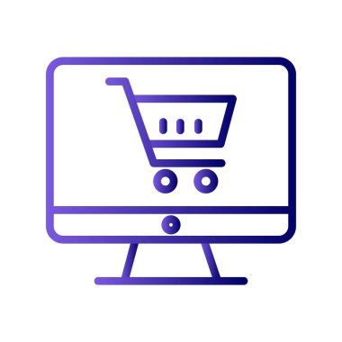 Online Alışveriş vektör glif simgesi.