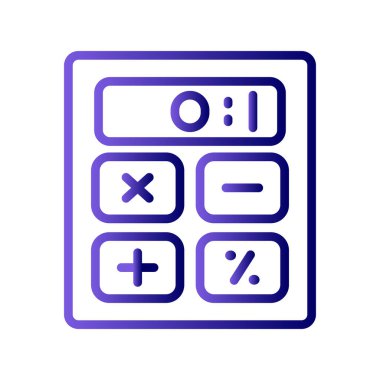 Hesap makinesi ikon vektörü. İnce çizgi işareti. İzole edilmiş kontür sembolü gösterimi