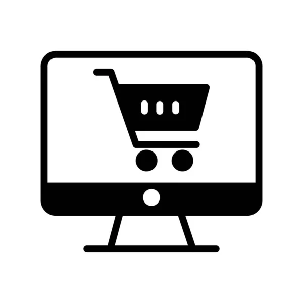 Icona Del Glifo Vettoriale Dello Shopping Online — Vettoriale Stock