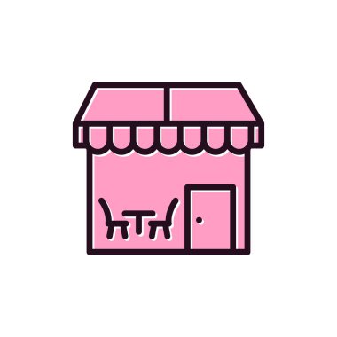 Kahve dükkanı simgesi, vektör illüstrasyonu