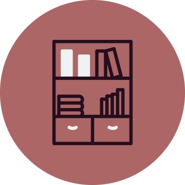 Kitaplık simgesi, vektör illüstrasyonu