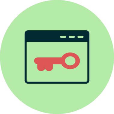 Tarayıcı anahtar kelime veya parola simgesi. Basit vektör tasarımı