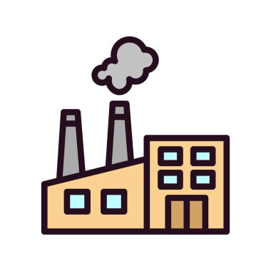 Fabrika binası simgesi, vektör illüstrasyonu