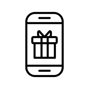 akıllı telefon hediye kutusu simgesi vektör çizimi tasarımı ile 