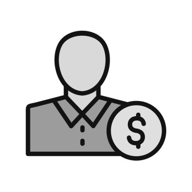 İş adamı ikon vektörü. İnce çizgi işareti. İzole edilmiş sembol çizimi. Yatırımcı 