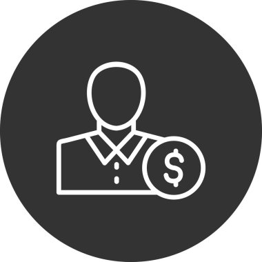 İş adamı ikon vektörü. İnce çizgi işareti. İzole edilmiş sembol çizimi. Yatırımcı 