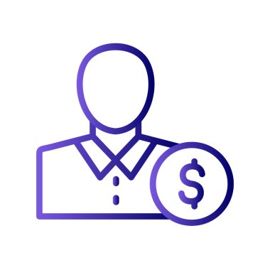 İş adamı ikon vektörü. İnce çizgi işareti. İzole edilmiş sembol çizimi. Yatırımcı 