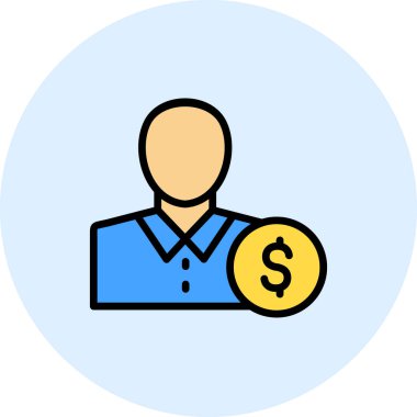 İş adamı ikon vektörü. İnce çizgi işareti. İzole edilmiş sembol çizimi. Yatırımcı 