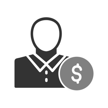 İş adamı ikon vektörü. İnce çizgi işareti. İzole edilmiş sembol çizimi. Yatırımcı 