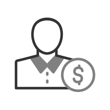 İş adamı ikon vektörü. İnce çizgi işareti. İzole edilmiş sembol çizimi. Yatırımcı 