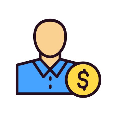 İş adamı ikon vektörü. İnce çizgi işareti. İzole edilmiş sembol çizimi. Yatırımcı 