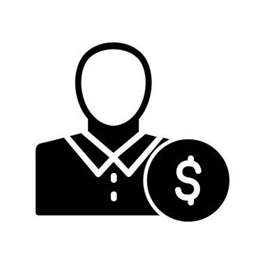 İş adamı ikon vektörü. İnce çizgi işareti. İzole edilmiş sembol çizimi. Yatırımcı 