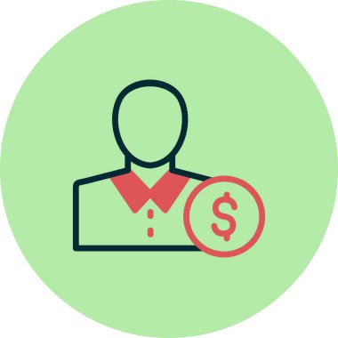 İş adamı ikon vektörü. İnce çizgi işareti. İzole edilmiş sembol çizimi. Yatırımcı 