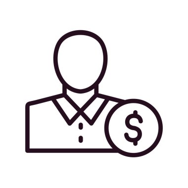 İş adamı ikon vektörü. İnce çizgi işareti. İzole edilmiş sembol çizimi. Yatırımcı 