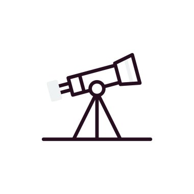 Teleskop simgesi. Moda tarzında ince çizgi illüstrasyonu.