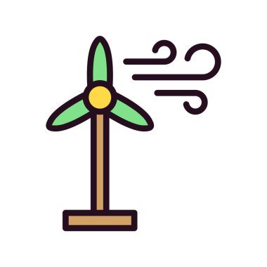 Rüzgar Enerjisi vektör çizgisi simgesi