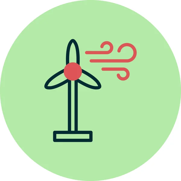 Wind Energy Vector Line Icon — Stock Vector