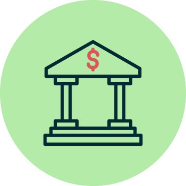 Banka binası simgesi vektör çizimi tasarımı
