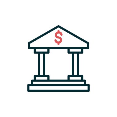 Banka binası simgesi vektör çizimi tasarımı