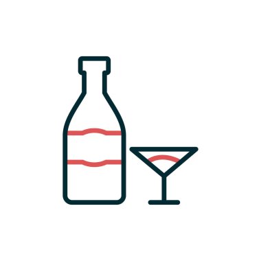 Şampanya ikonu, vektör illüstrasyonu