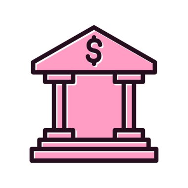 Banka binası simgesi vektör çizimi tasarımı