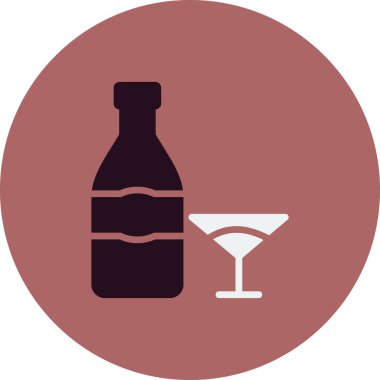 Şampanya ikonu, vektör illüstrasyonu