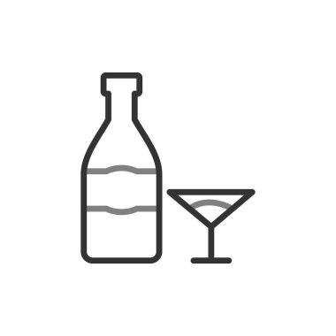 Şampanya ikonu, vektör illüstrasyonu