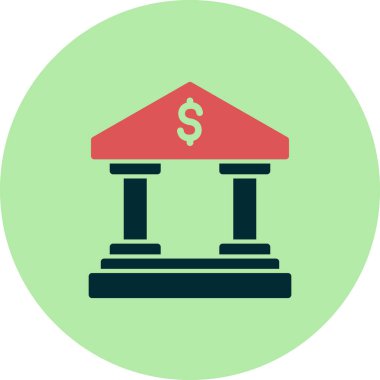 Banka binası simgesi vektör çizimi tasarımı