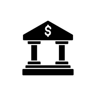 Banka binası simgesi vektör çizimi tasarımı
