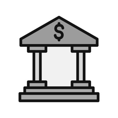 Banka binası simgesi vektör çizimi tasarımı