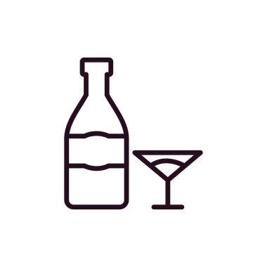 Şampanya ikonu, vektör illüstrasyonu