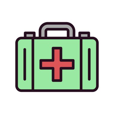 İlk yardım kiti simgesi, vektör illüstrasyonu 