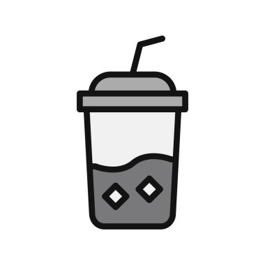 Buzlu Kahve ikonunun vektör illüstrasyonu