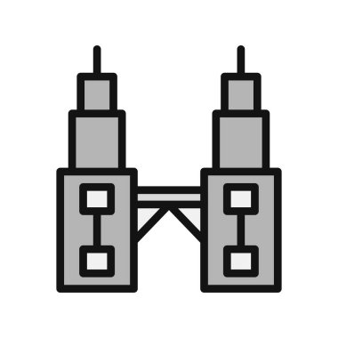 Petronas Kuleleri, basit biçimdeki eşsiz vektör illüstrasyon simgesi