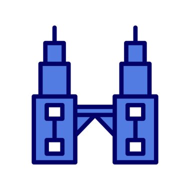 Petronas Kuleleri, basit biçimdeki eşsiz vektör illüstrasyon simgesi
