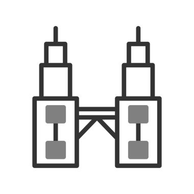 Petronas Kuleleri, basit biçimdeki eşsiz vektör illüstrasyon simgesi