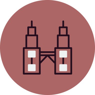 Petronas Kuleleri, basit biçimdeki eşsiz vektör illüstrasyon simgesi