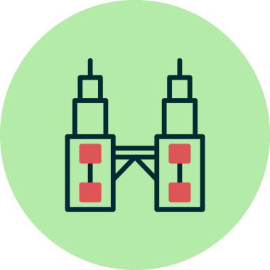 Petronas Kuleleri, basit biçimdeki eşsiz vektör illüstrasyon simgesi