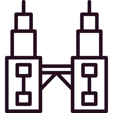 Petronas Kuleleri, basit biçimdeki eşsiz vektör illüstrasyon simgesi