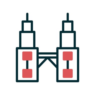 Petronas Kuleleri, basit biçimdeki eşsiz vektör illüstrasyon simgesi