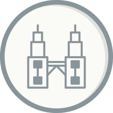 Petronas Kuleleri, basit biçimdeki eşsiz vektör illüstrasyon simgesi