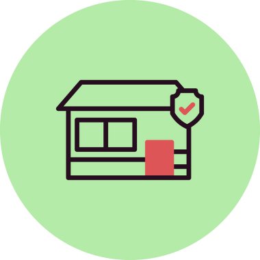 Dükkan Sigortası basit simge, vektör illüstrasyonu