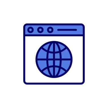 Dünya simge vektörlü tarayıcı. İnce çizgi işareti. izole edilmiş sınır sembolü çizimi