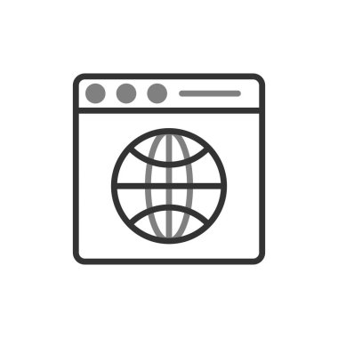 Tarayıcı çizgisi simgesi beyaz arkaplanda izole edildi. vektör illüstrasyonu