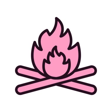 Alev ikonu vektörünü ateşle. İnce çizgi işareti. izole edilmiş sınır sembolü çizimi