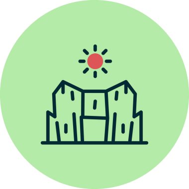 Beyaz arkaplanda dağlar ve doğa simgesi