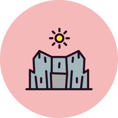 Beyaz arkaplanda dağlar ve doğa simgesi