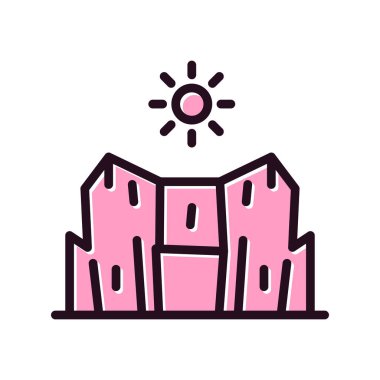 Beyaz arkaplanda dağlar ve doğa simgesi