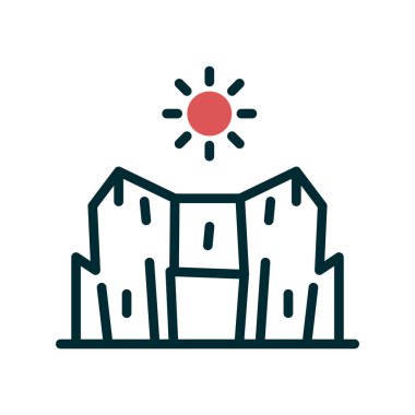 Beyaz arkaplanda dağlar ve doğa simgesi